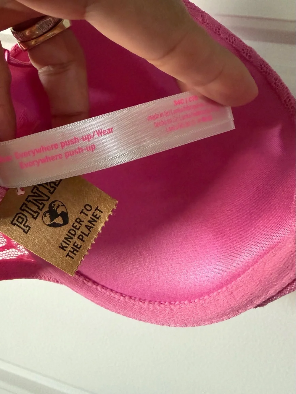 PINK Victoria's Secret Pink Lace Molded T-Shirt Bra - Picture 5 of 7
